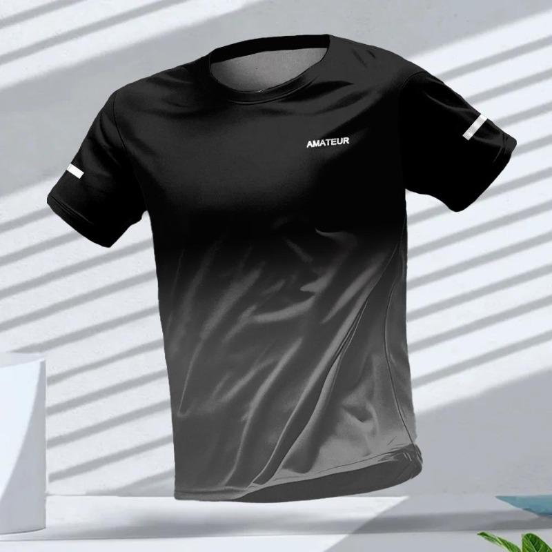 ETST WENDY Heren T-shirt Outdoor Sporten Hardloop T-shirts Verloop Patroon Bedrukt T-shirt Comfortabel Sneldrogend Korte Mouw Unisex Tops S