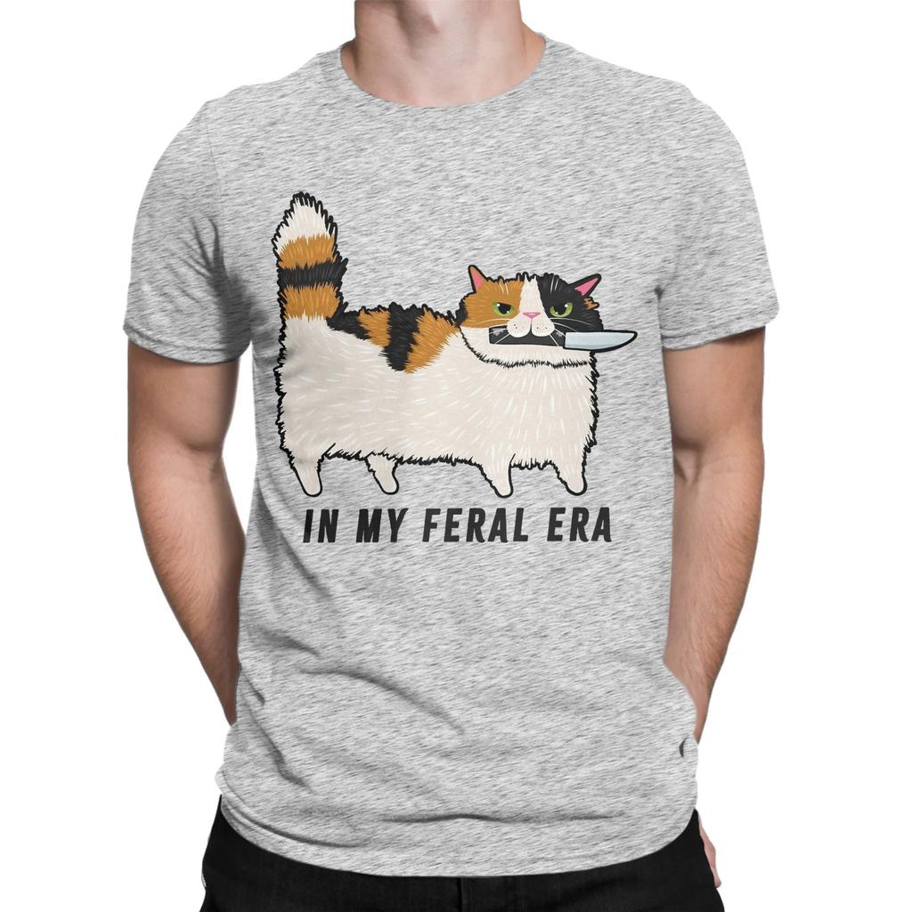 Unisexs In My Feral Era Calico Cat T Shirt Cotton Clothing Vintage Short Sleeve Crewneck Tees Gift Idea TShirt