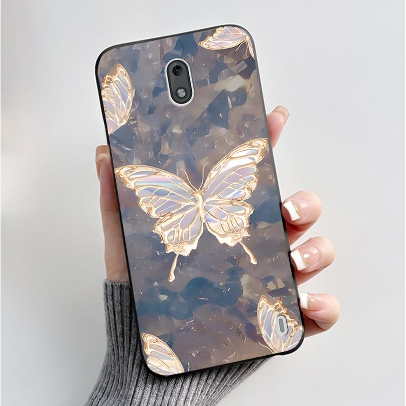 Printing Pattern Case For Nokia 2 / Nokia 2.2 / Nokia 2.1 Fundas Soft Silicone Black Shell Cover Cute Flower Cartoon Casing Capa