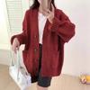 Korean version v-neck lazy wind knitted cardigan women's autumn and winter new high-end thickened solid color loose sweater jacket