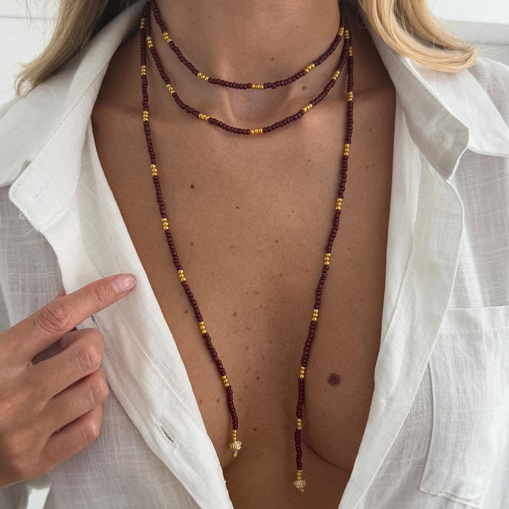 Retro Imitation Crystal Beaded Long Necklace, Fashionable Stacking Of Imitation Pearl Pendant Winding Necklace