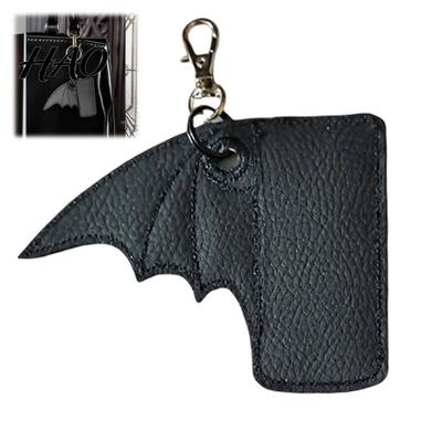 Waterproof Igniter Cover Gothic Bat Case Keychain, Punk Faux Leather Holder, Portable Sleeve Pouch for Backpack Pendant Halloween Keychain