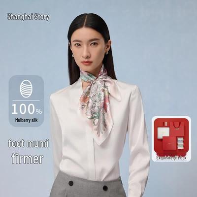 Shanghai Story 100% Mulberry Silk Printed Small Square Scarf