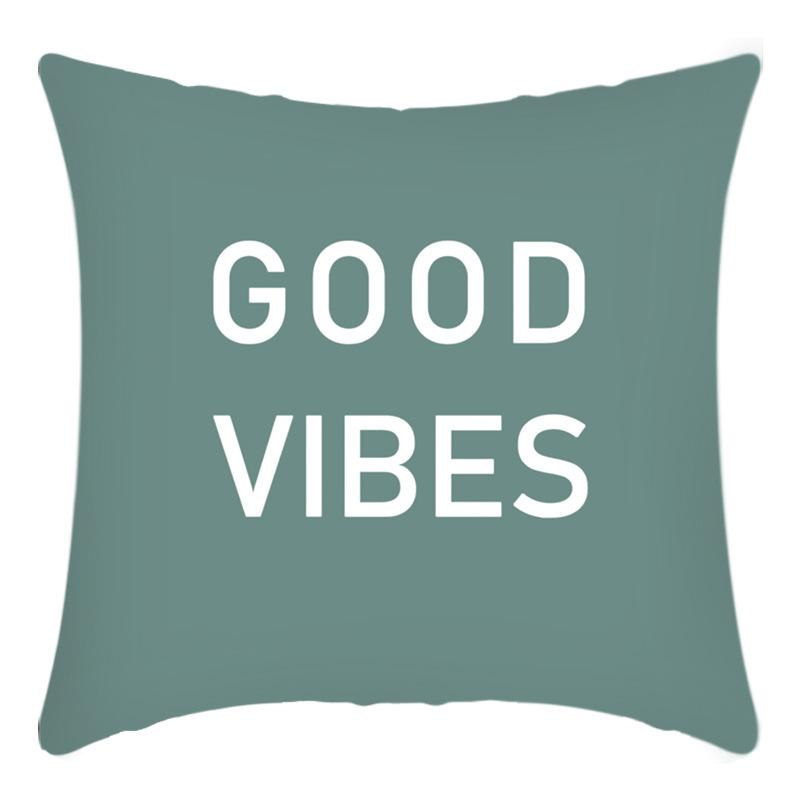 New Pillowcase Green Plant English Letter Print Printed Cushion Home Sofa Cushion Cover