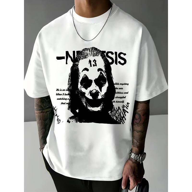 European Sizes Men's Print T-Shirt Short Sleeve Top Breathable for Concerts Casual Streetwear Soft Round Neck Shirt Suitable for Men