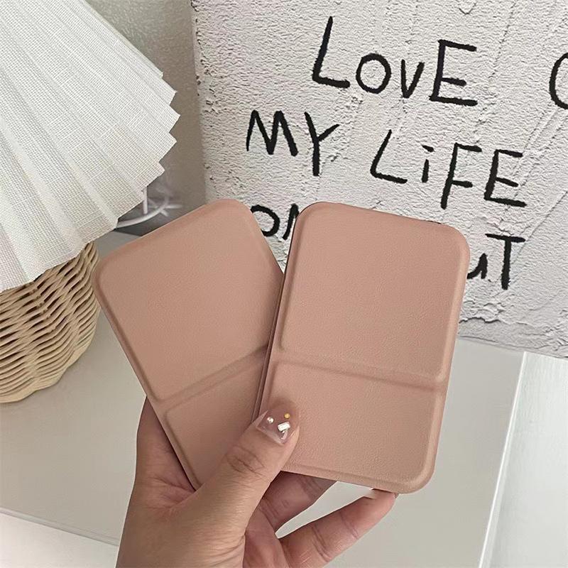 Foldable Mini Makeup Mirror Portable PU Leather Student Dormitory Desktop Standing Cosmetic Mirror