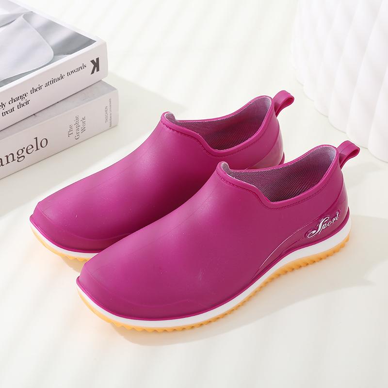 New shallow mouth non-slip rain shoes women's fashion outer wear soft-soled rain boots daily work wear-resistant waterproof shoes rubber shoes