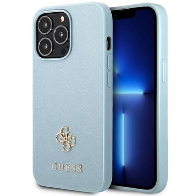 iPhone 13 Pro Max için Kılıf Guess Saffiano Metal Logolu Mavi
