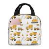 Cartoon Truck Car Tractor Excavator Pattern Insulated Lunch Bag for Women Children Leakproof Food Boxes Thermal Lunch Box Tote