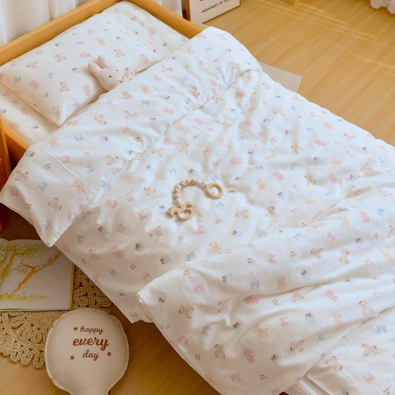 Kids Lilac Bear Cotton Quilt & Mattress Set