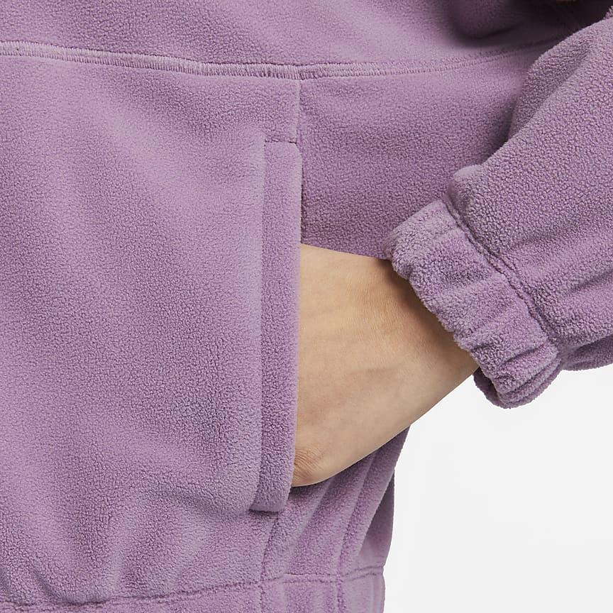 Nike Therma-Fit One Solid Color Hooded Casual Zip Fleece Jacket Women Jackets Dust-Purple FB5639-536