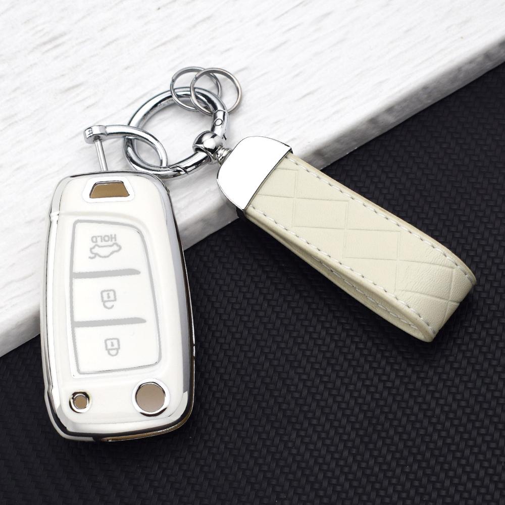 3/4 Button TPU Car Flip Key Case Cover Fob for Hyundai Elantra Tucson KONA I30 Santa Fe Solaris Genesis Azera I40 I35 Key Chains