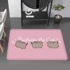 Anime P-Pusheen Cute Cat Door Mat Washable Non-Slip Living Room Sofa Chairs Area Mat Kitchen Doormat Area Rug