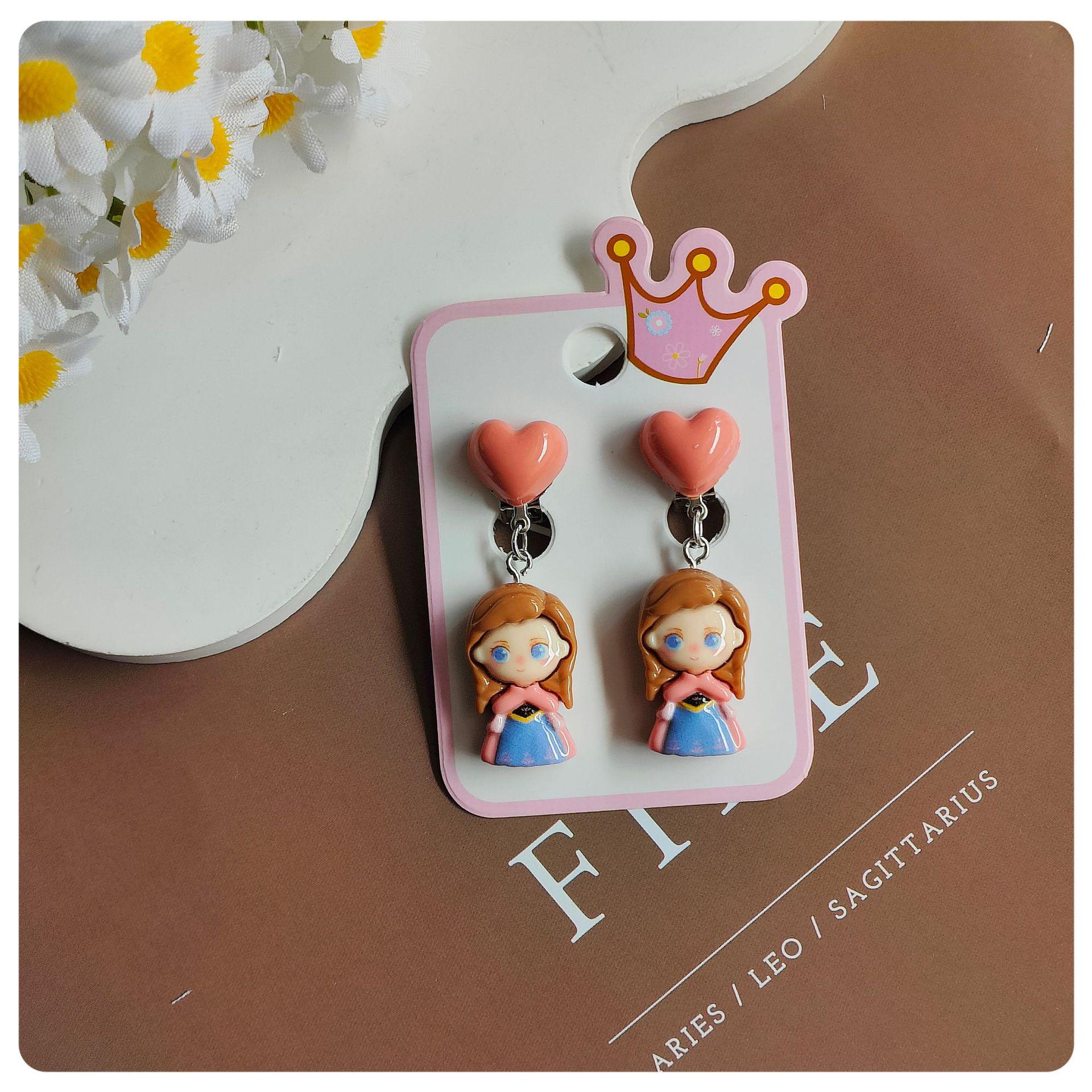 Sweet Cartoon Resin Ear Clip Pendants for Little Girls оранжевый