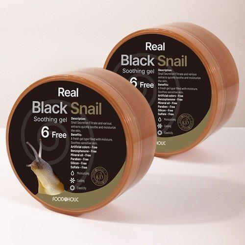 

[FoodaHolic](1+1) FoodaHolic Real Black Snail Soothing Gel 300ml / Snail Cream Soothing Gel Quick Moisturizing Elasticity Care_631373