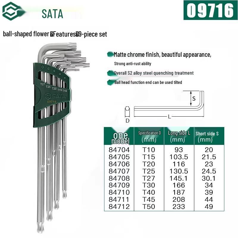 SATA Extra Long Hex & Torx Wrench Set with Ball & Flat Heads