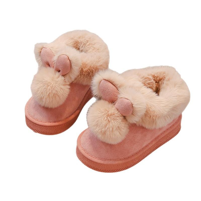 Girls snow boots large cotton warm children's cotton shoes 2025 new winter piled thickened cotton boots girls fluffy shoes