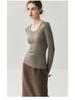 100% Wool Slim Fit U-Neck Seamless Knitted Sweater