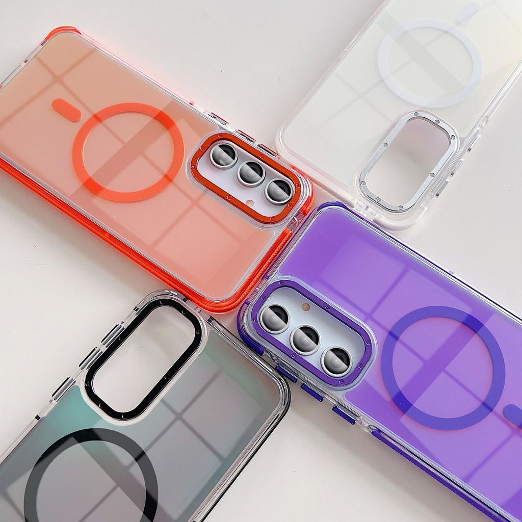 Suitable for Samsung A56 Mobile Phone Case Colorful Hardware Magnetic Absorption A55 A06 Full Inclusive Super Anti-fall
