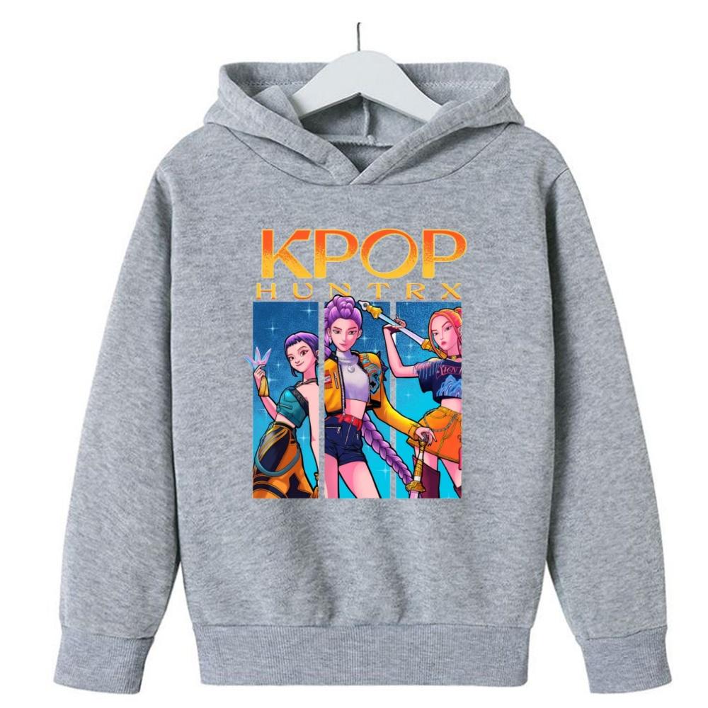 KPop Demon Girls Fashion Casual Sweatshirt Movie New Kids K-Pop Demon Hunters Hooded Tops Toddler Girl Clothes Hunters Hoodie