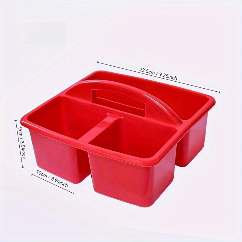 1/4pcs Stackable Thick Plastic Storage Boxes with Handles, 3 Compartments - Multi-Purpose Organizer for Classroom Supplies