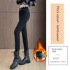 100kg Fleece-Lined Thick Black Leggings for Outerwear, Black Pencil Pants, Slimming High-Waisted Magic Pants, Trendy Skinny Pants
