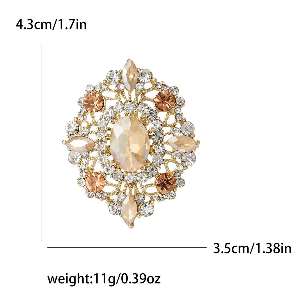 Rhinestone Oval Brooch for Women Unisex Crystal Glass Pins Banquet Party Backpack Gifts Jewelry Accessories