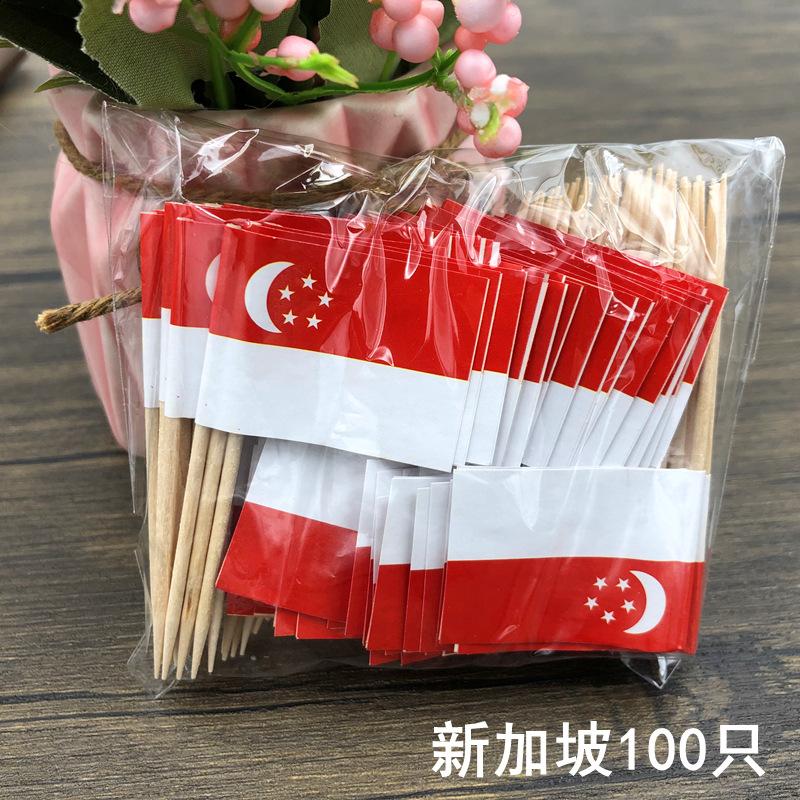 100Pcs Disposable Flag Toothpicks, Food Picks with Mini Flags for Fruit Cocktail Cake Steak, Bar Party Decorative Skewers