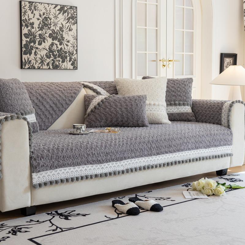 Cream Wind Plush Sofa Cushion, Universal In All Seasons, Non-Slip Seat Cushion, Light French All-Inclusive Leather, Sofa Cover, Towel Cover Cloth