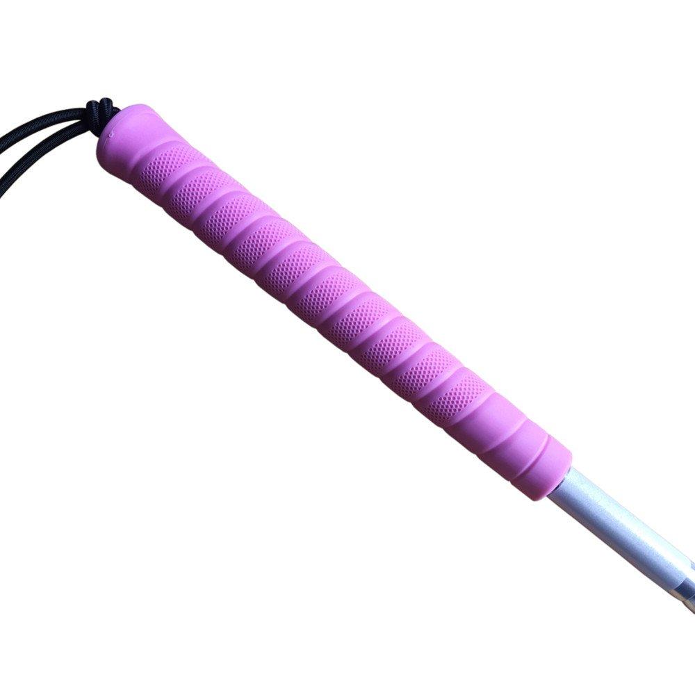 Folding white cane for the blind, five sections, aluminum construction (110 cm (pink rubber grip))