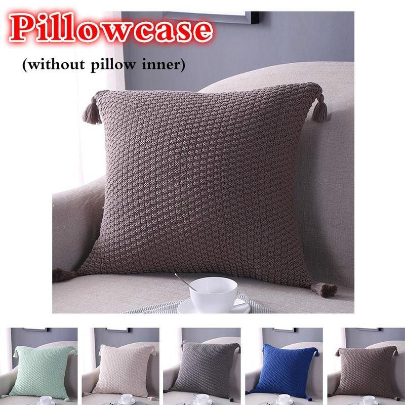 45*45CM Textile Solid Color Knitted Woven Bolster Pillowcase Square Pillow Cover Without Pillow
