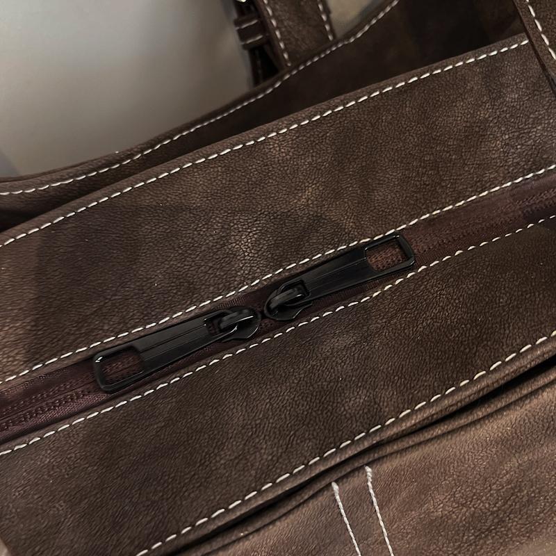 Vintage Suede Tote Bag for Women Large Capacity Casual Shoulder Bag Retro Cross Quilting Soft Hobo Handbag for Daily Commute Work Shopping Travel