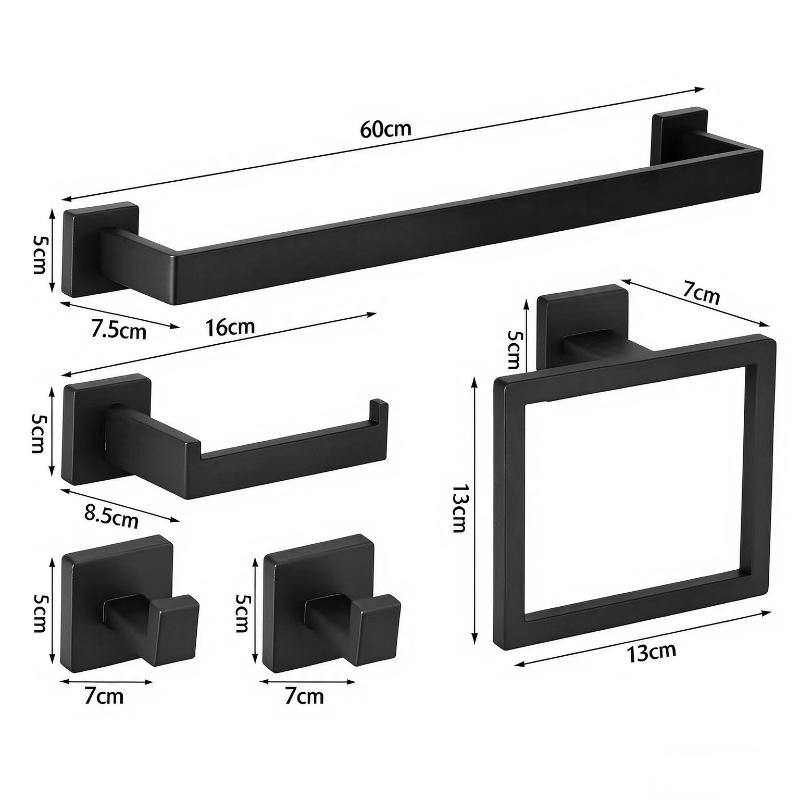 1/5Pcs Stainless Steel Bathroom Hardware Towel Bars Racks Rust Proof Wall Mount For Modern Bathroom Renovation Home Use