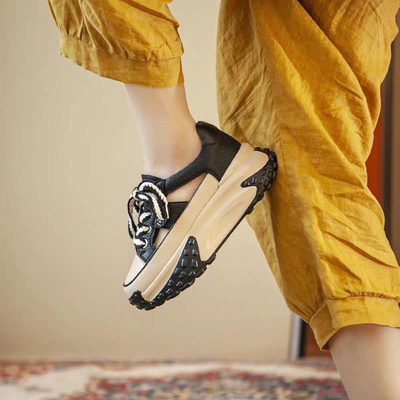 

Летние новые универсальные кроссовки с толстой подошвой женские полые увеличивающие высоту повседневные красные женские 40 чёрный