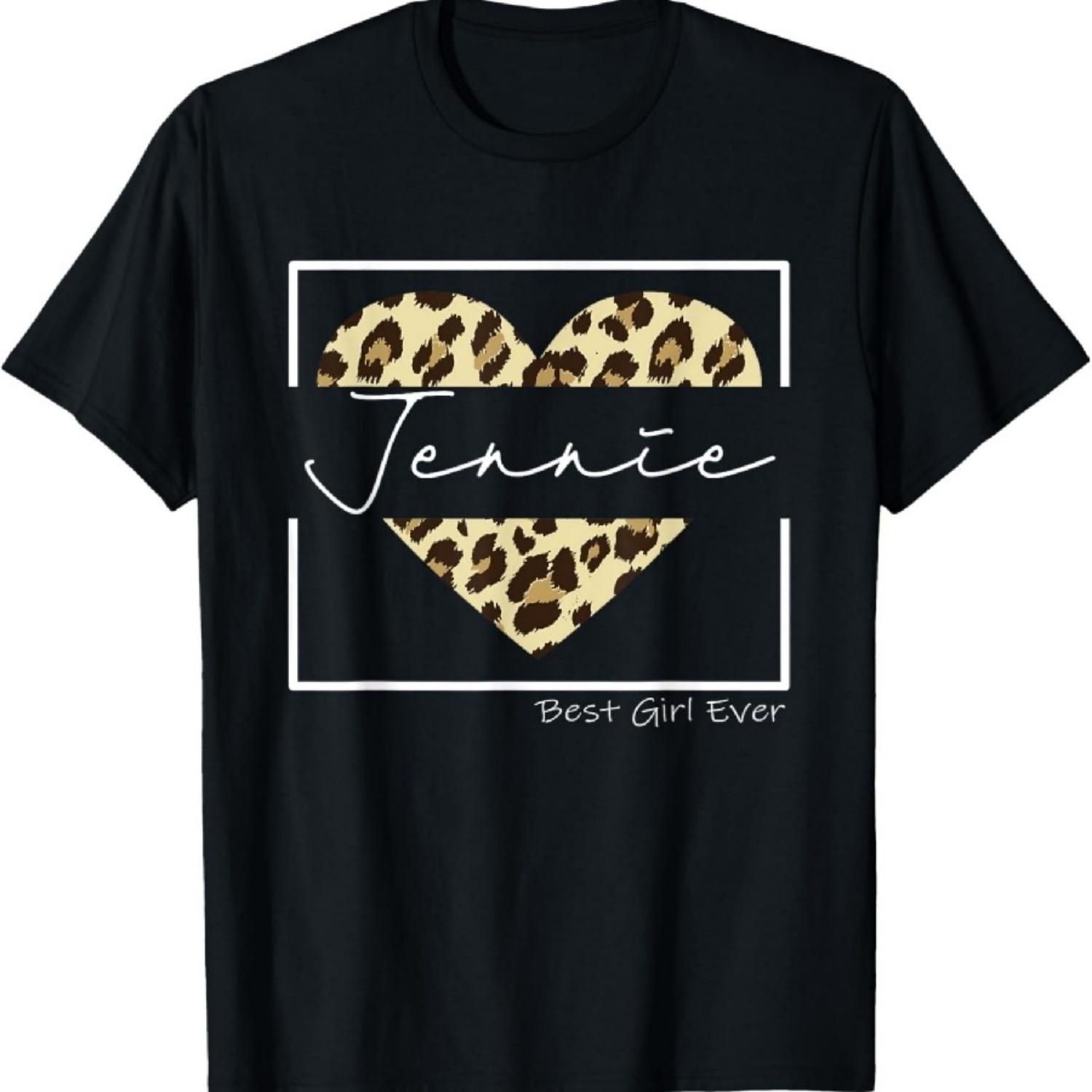 Дженни Лучшая Девушка На Свете, Персонализированная леопардовая футболка с термопечатью с именем Дженни S