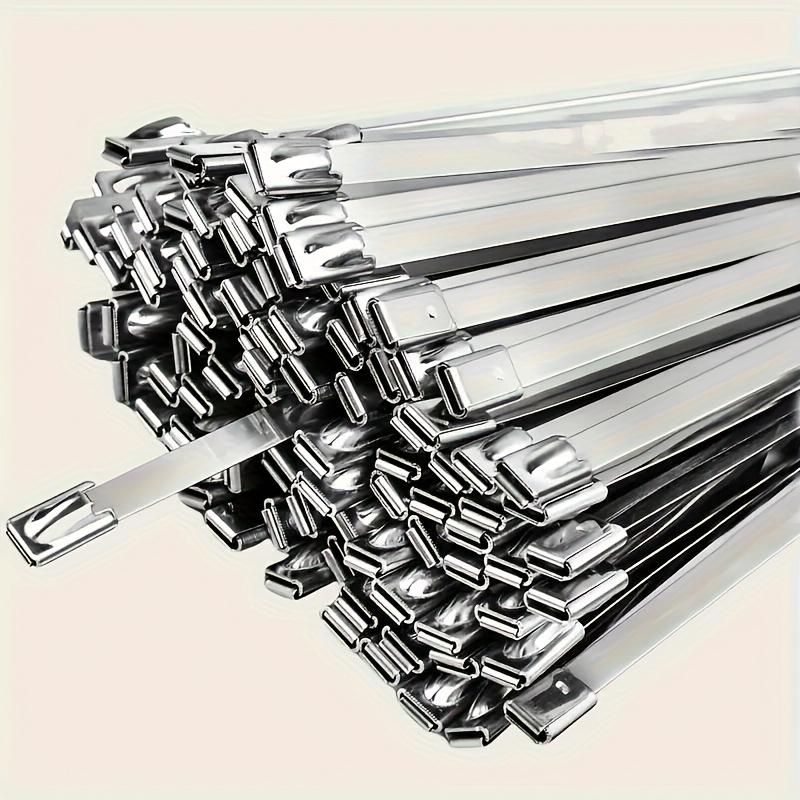 100pcs Metal Self Locking Cable Ties Reusable Heavy Duty Cables Tie Organizer Multifunction Stainless Steel Zip Tie Fastener