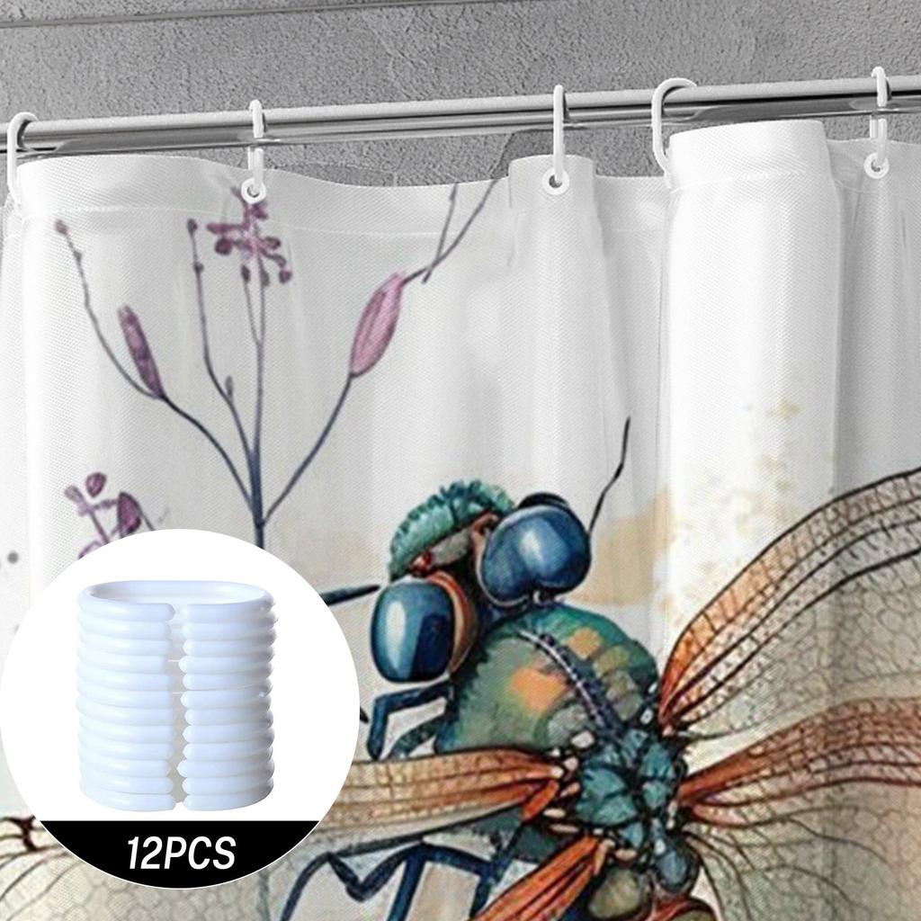 Elegant Dragonfly & Daisy Shower Curtain-Forest Theme,Suitable For All Seasons,Ideal Bathroom Accessory,Perfect Gift For Friends