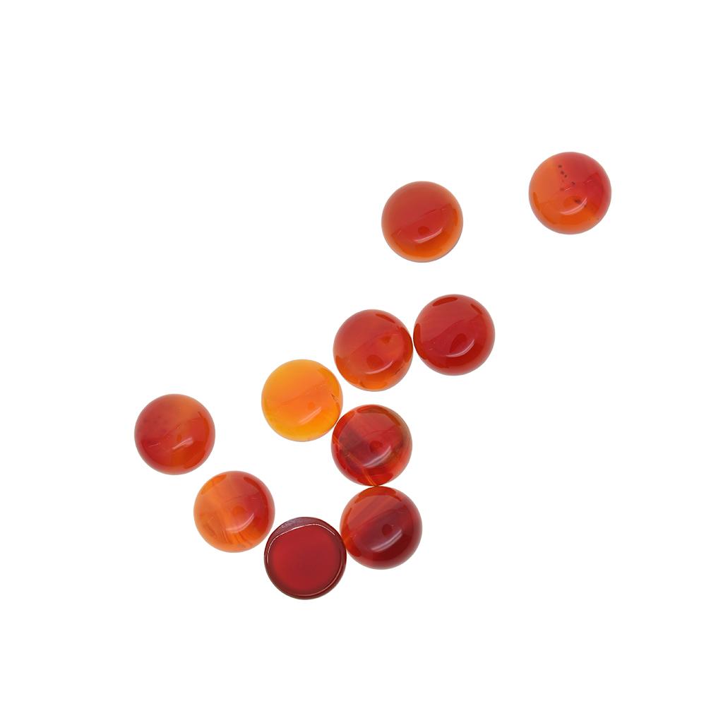 10pcs 10mm Round Flatback Cabochon Natural Gemstone for Crafts - Red Agate