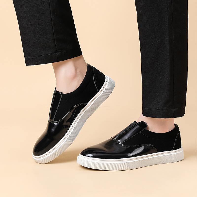Fashion Slip on Outdoor Casual Shoes Low Top Lazy Shoes Non Slip Walking Loafers Moccasins for Male New Leisure Men Pu Leather Flats