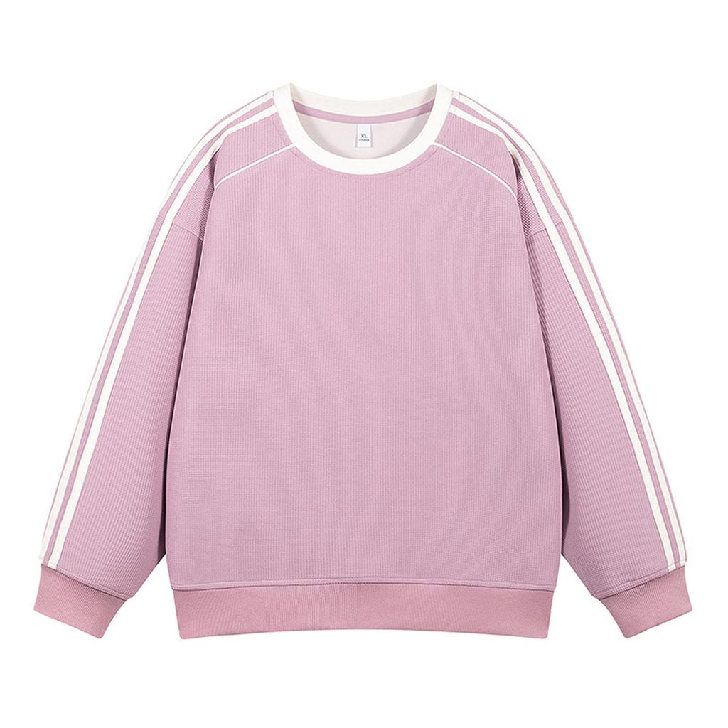 Round-neck Casual Striped Sweatshirt, Breathable And Lightweight Sportswear Top, Slim Striped Sweatshirt