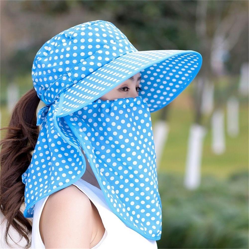 Wide Brim Beach Cap Face And Neck Sun Hat Fashion Tea Picking Cap  Women's