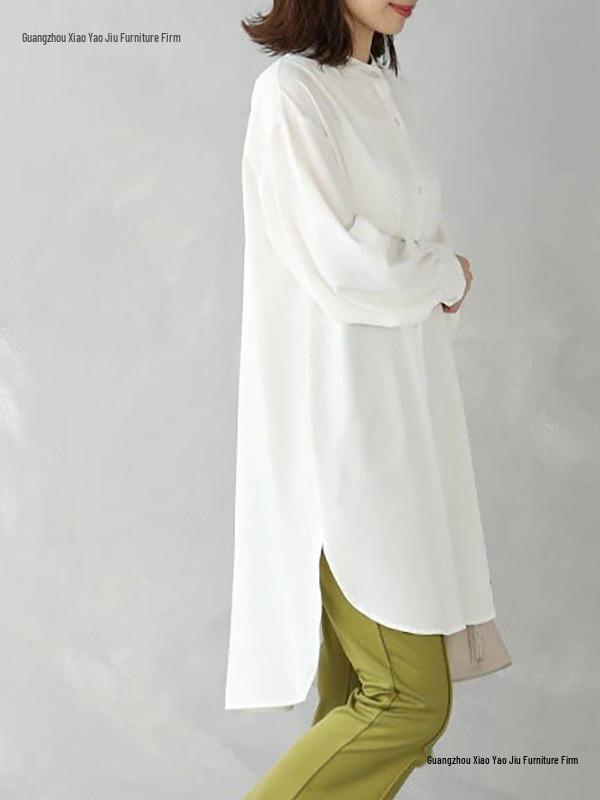 Women's Loose Fit Long-Sleeve Mid-Length Shirt Dress