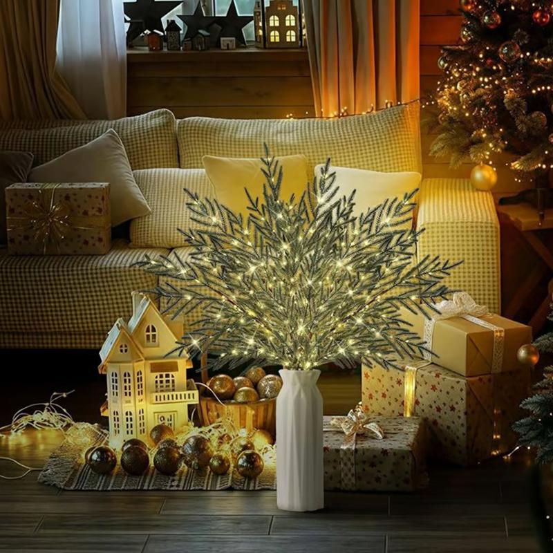 Önceden Işıklı Çam Dalları, Önceden Işıklı Norfolk Çamı Dalları, Işıklı Norfolk Çamı Dalları, Kendin Yap Çelenkler İçin, Vazo Dolguları