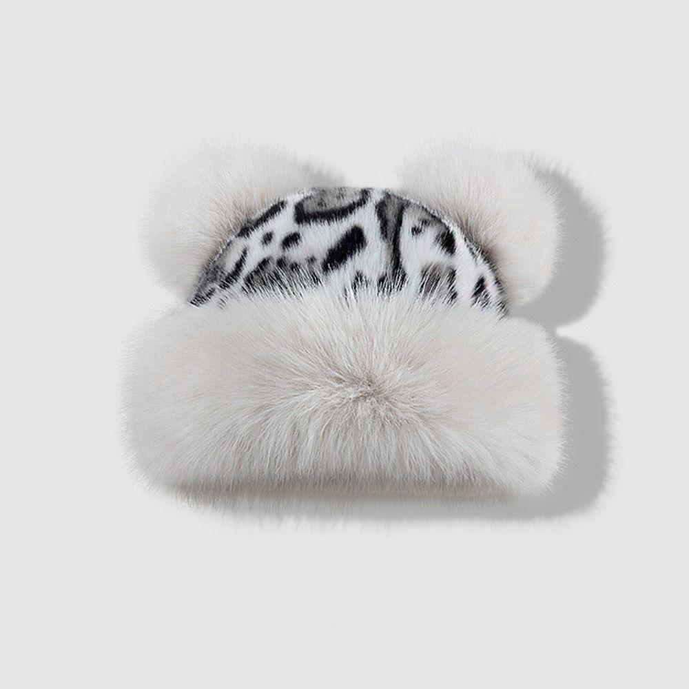 Korean Style Bear Ears Plush Hat Warm Cap Mink Fur Fisherman Hat Fluffy Warm Hat Autumn and Winter