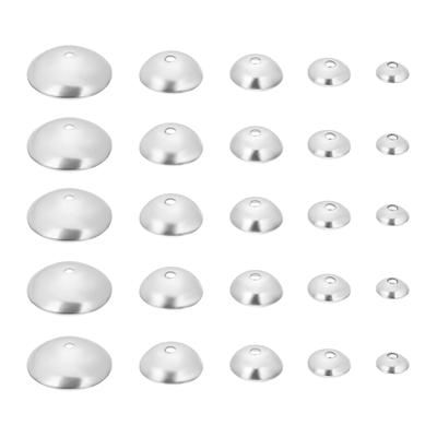 UNICRAFTALE Approximately 250 Pieces 5 Types Stainless Steel Bead Cap Cap Beads Round Cap Bead Cone Cap Washer Flower Seat Stainless Steel Color Metal