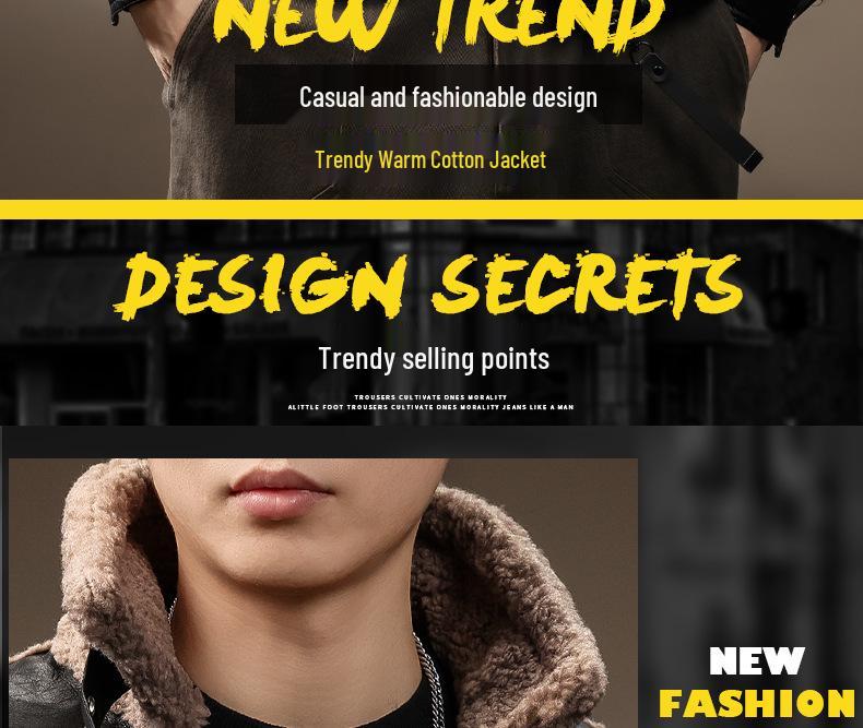 Herren Retro Leder & Pelz Baumwolljacke - Warm, Lässig, Locker geschnitten Winter Oberbekleidung