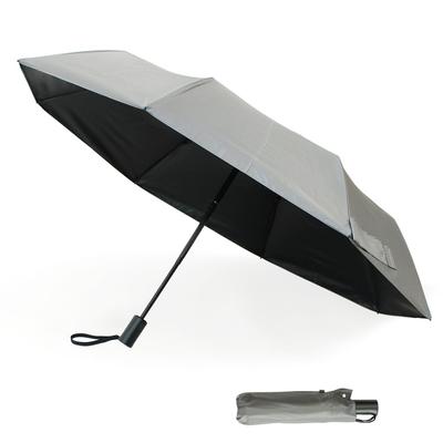 Lightweight Folding Umbrella for Sun and Automatic Carbon 8 55cm Full Light UV Sun and Light Safety Satin Gray Men's Parasol Rain, Open/Close, Fiber,