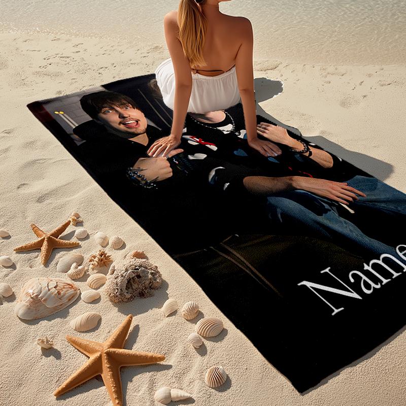 Custom Name Ultra-Soft Beach Towel with Sam and Colby Theme,Ideal for Pool - Camping, Diving - Perfect Travel Essential, Vibrant Beach Towel.