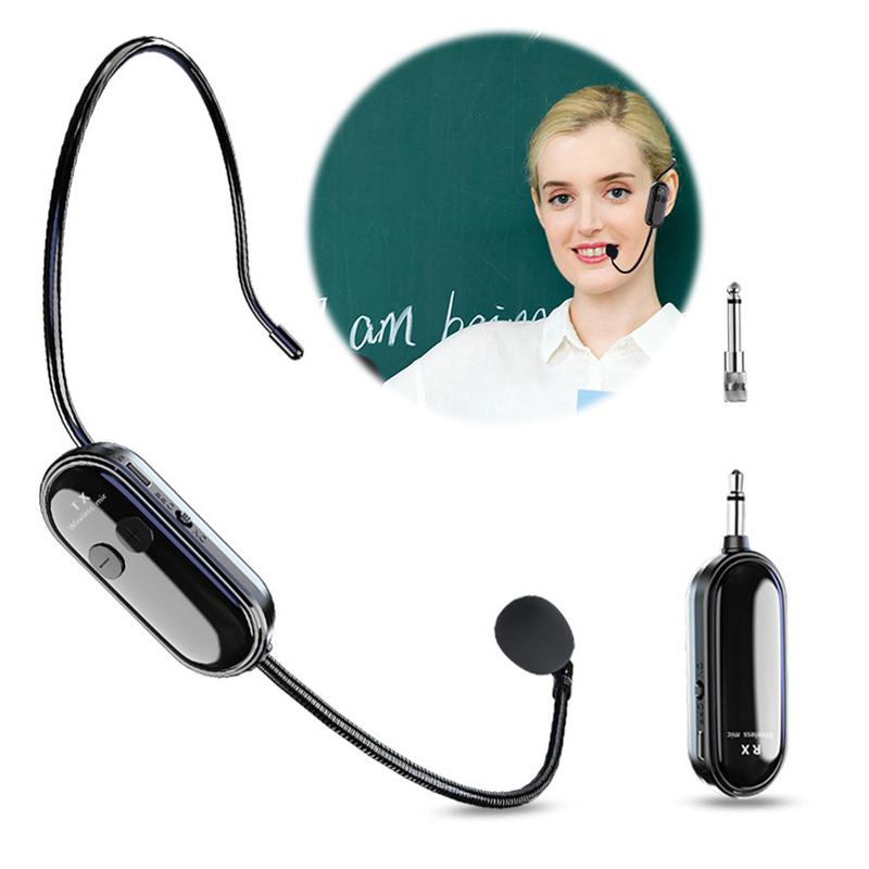 2-in-1 Kabelloses Mikrofon-Headset Langstrecken-Mikrofon-System Headset-Mikrofon Sprachverstärker für Lehrer Bühnenkünstler Fitness-Trainer