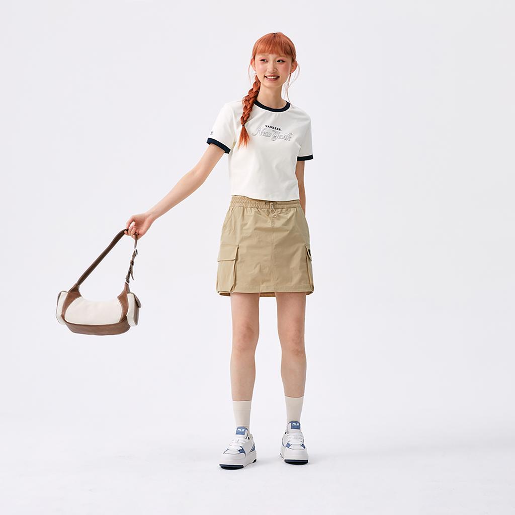 New MLB New York Yankees Basic Collection SS25 Cargo Short Skirts Women's Beige 3FSKB0153-50SAS